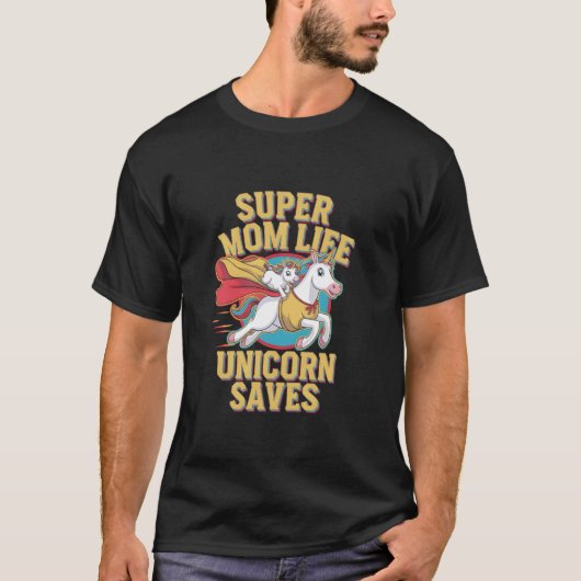ユニコーン スーパーママ 命の恩人 先生 女性 ファンタジー Tシャツ (正面)