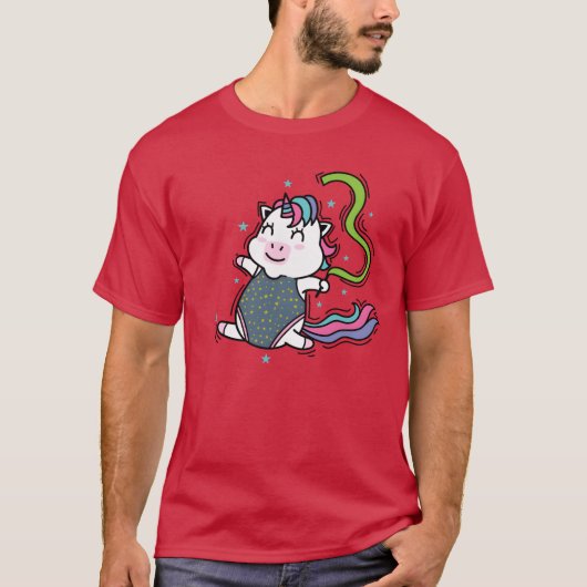 ユニコーン ダンス 神話の生き物 スポーツ ファミリー ギフト Tシャツ (正面)