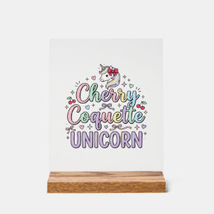 ユニコーン チェリー コケット ユニコーン オリジナル Zazzle デザイン アクリルサイン
