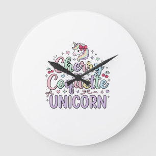 ユニコーン チェリー コケット ユニコーン オリジナル Zazzle デザイン ラージ壁時計