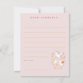 ユニコーン・トランポリン誕生日パーティーのメモまたはメッセージ ノートカード