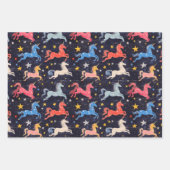 ユニコーン，トンボカラフルイ，花かわいいギフトセット ラッピングペーパーシート (正面)