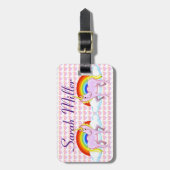 ユニコーン，ハートとレインボーラゲージタグ ラゲッジタグ (正面縦)