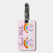 ユニコーン，ハートとレインボーラゲージタグ ラゲッジタグ (裏面縦)