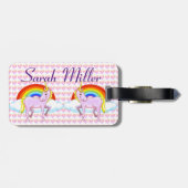 ユニコーン，ハートとレインボーラゲージタグ ラゲッジタグ (裏面横)