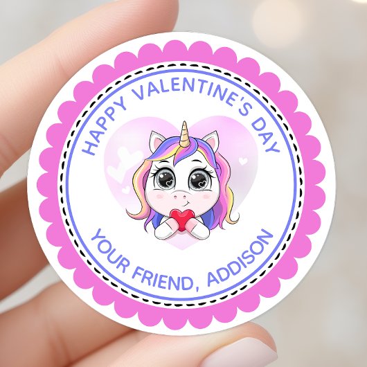 ユニコーン ハート かわいい オーダーメイド バレンタイン ラウンドシール