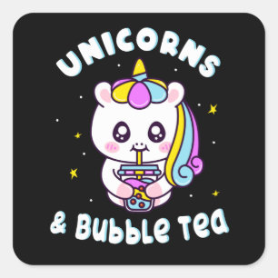 ユニコーン&バブルティーチビ（小さくかわいく書いた感じ）かわいいユニコーン スクエアシール