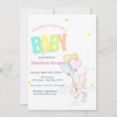 ユニコーン,バルーン,スターベイビーシャワー 招待状 (正面)