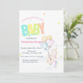 ユニコーン,バルーン,スターベイビーシャワー 招待状 (スタンド正面)