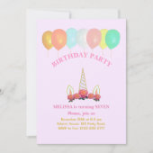 ユニコーン＆バルーン 誕生日招待状 招待状 (正面)