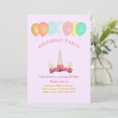 ユニコーン＆バルーン 誕生日招待状 招待状 (スタンド正面)