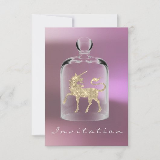 ユニコーン バースデー ガールズ ナイト アウト パーティー モーブ スパーク 招待状 (正面)