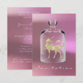 ユニコーン バースデー ガールズ ナイト アウト パーティー モーブ スパーク 招待状 (正面/裏面)