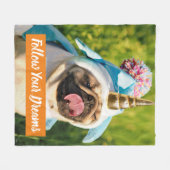 ユニコーン·パグ フリースブランケット (正面(横))