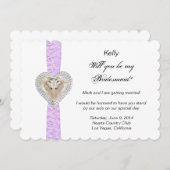 ユニコーン パープルレース ウェディング ブライズメイド カード (正面/裏面)