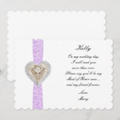 ユニコーン パープルレース ウェディング メイド オブ オナー カード (正面/裏面)