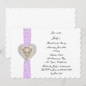 ユニコーン パープルレース ブライズメイド パーティー招待状 招待状 (正面/裏面)