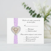 ユニコーン パープルレース 結婚式 返信カード (スタンド正面)