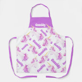 ユニコーン·パープル·ピンクパーソナライズされた名 エプロン (正面)