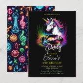 ユニコーン・ビニールカラオケ誕生日パーティー 招待状 (正面/裏面)