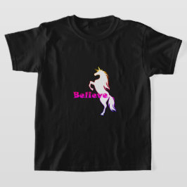 ユニコーン ビリーブ デザイン - ガールズ ベーシック Tシャツ