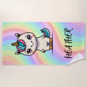 ユニコーン ビーチタオル 名前入り CUTE! 🦄 (正面)