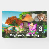 ユニコーン·ピクシー·レインボー·ファンタジー·ウッドランド写真 横断幕 (横)