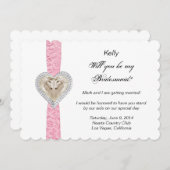 ユニコーン ピンクレース ウェディング ブライズメイド カード (正面/裏面)