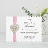 ユニコーン ピンクレース ウェディング ブライズメイド カード (スタンド正面)