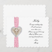 ユニコーン ピンクレース ウェディング メイド オブ オナー カード (正面/裏面)