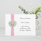 ユニコーン ピンクレース 結婚式の受付カード 招待状 (スタンド正面)