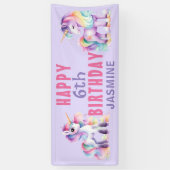 ユニコーン ピンク パープル ガールの6歳の誕生日 横断幕 (縦)