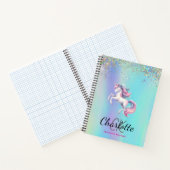 ユニコーン ピンク パープル ホログラフィック 新学期 ノートブック (内部)