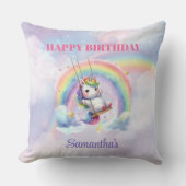 ユニコーン ピンク パープル 女の子 誕生日 枕 (正面)