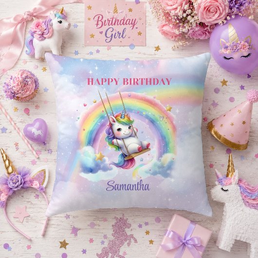ユニコーン ピンク パープル 女の子 誕生日 枕