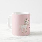 ユニコーン ピンク フラワー コーヒーマグカップ (正面左)