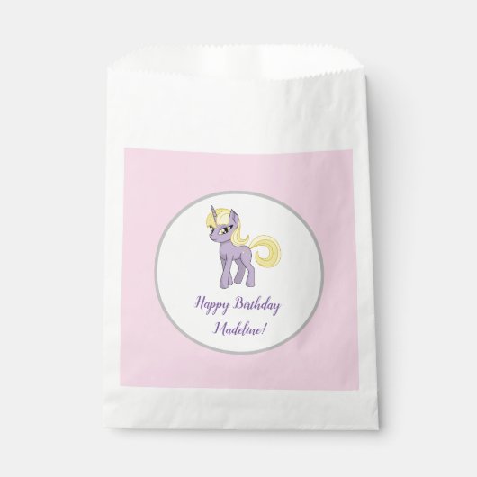 ユニコーン ピンク リトルガール 誕生日 記念品 袋 (正面)