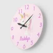 ユニコーン ピンク 名前 ラージ壁時計 (傾斜)