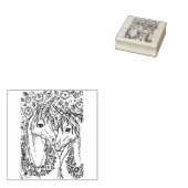 ユニコーン、ファンタジー馬、花の素敵なペア ラバースタンプ (押印)