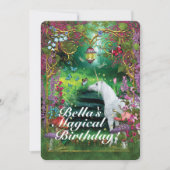 ユニコーン ファンタジー ウッドランド バースデー パーティー 招待状 (正面)