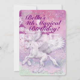 ユニコーン ファンタジー 城 誕生日パーティー 招待状