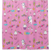 ユニコーン ファン クラブ パターン ピンク シャワーカーテン (正面)