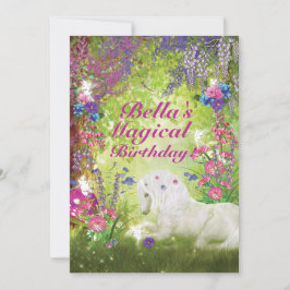 ユニコーン·フェアリー·ウッドランド誕生パーティー 招待状