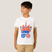 ユニコーン フェイス まつげ 7月4日 独立記念日 Tシャツ (正面フル)