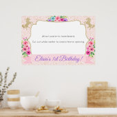 ユニコーン フォトブース フレーム プロップ ポスター ゴールド フラワー (キッチン)