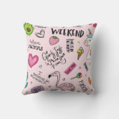 ユニコーン、フラミンゴ、サボテンを使った女の子おもしろいのコンセプト。 クッション (裏面)