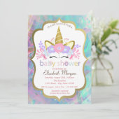 ユニコーン,フローラ,オパール赤ちゃんシャワー 招待状 (スタンド正面)