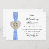 ユニコーン ブルー レース ウェディング ブライズメイド カード (正面/裏面)