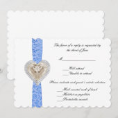 ユニコーン ブルー レース ウェディング レスポンス カード (正面/裏面)