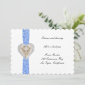 ユニコーン ブルー レース 結婚式の受付カード 招待状 (スタンド正面)